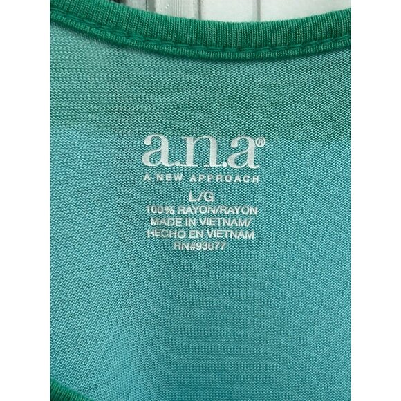 A.N.A Womens Green Blue Striped Tunic Top Adjustable Sleeves Size Large - Picture 5 of 9